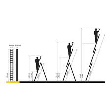 Drabest Žebřík hliníkový 3x7 PRO, 3-dílný PROFI rozměry